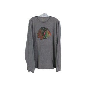 Chicago Blackhawks Shirt Size 2x XXL Grey Long Sleeve Mascot Logo